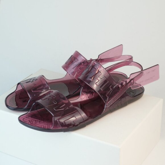 Off-White ℅ Virgil Abloh Logo Slingback Jelly Sandals, Lavender, EU 42 - Picture 10 of 12
